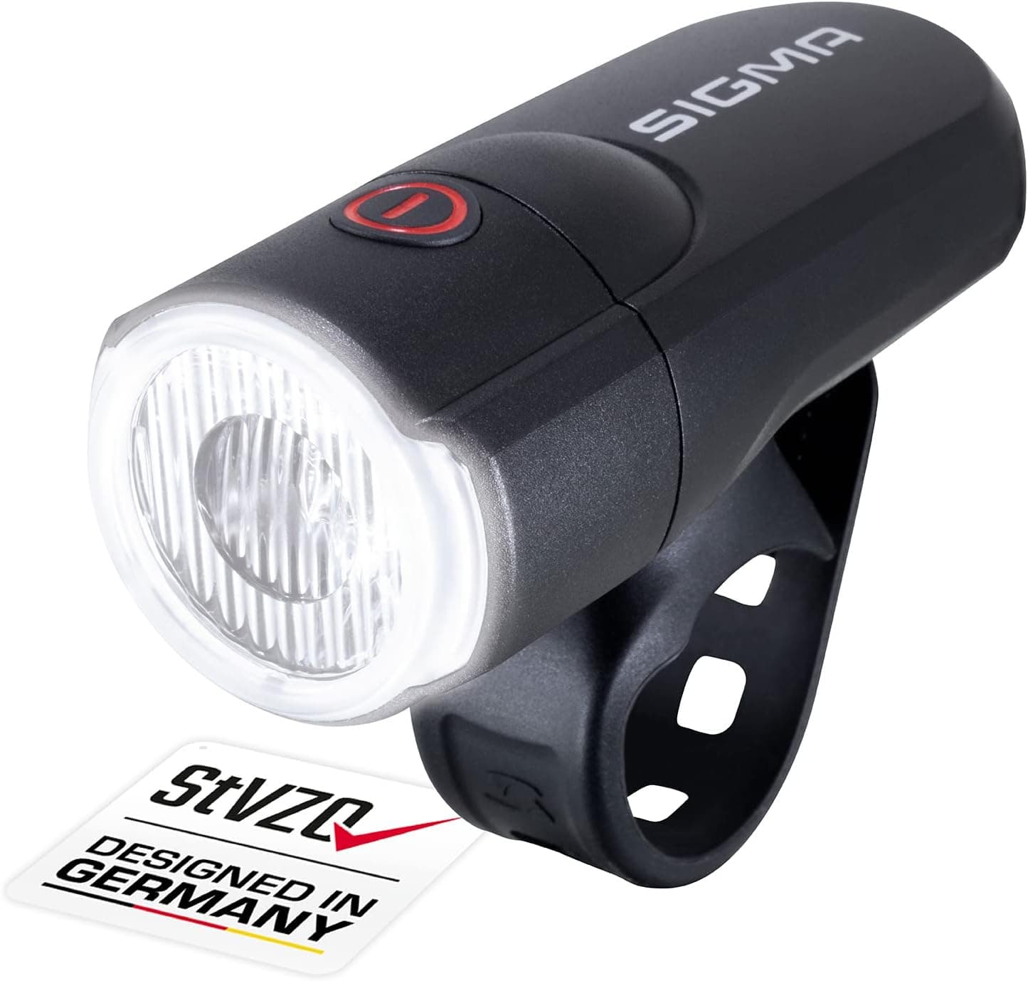 SIGMA AURA 30 | LED Fahrradlicht 30 Lux | StVZO zugelassenes, batteriebetriebenes Vorderlicht | 2 Leuchtmodi | Farbe: Schwarz 